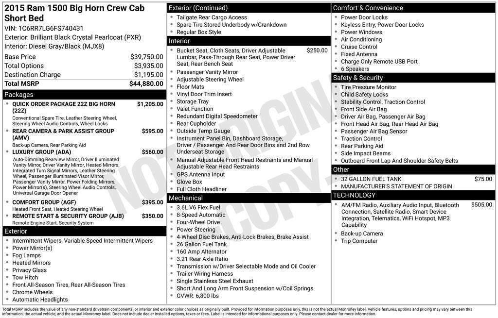 2015 RAM 1500 Big Horn