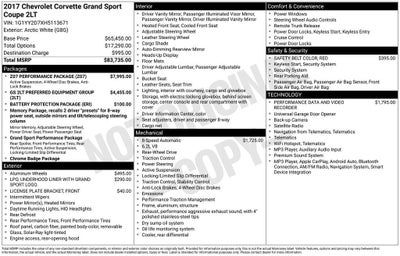 2017 Chevrolet Corvette Grand Sport Grand Sport 2LT