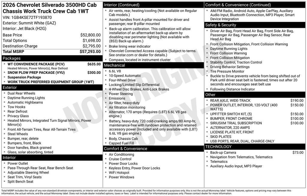 2026 Chevrolet Silverado 3500 HD Chassis Cab Work Truck