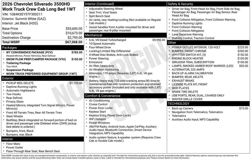 2026 Chevrolet Silverado 3500 HD WT