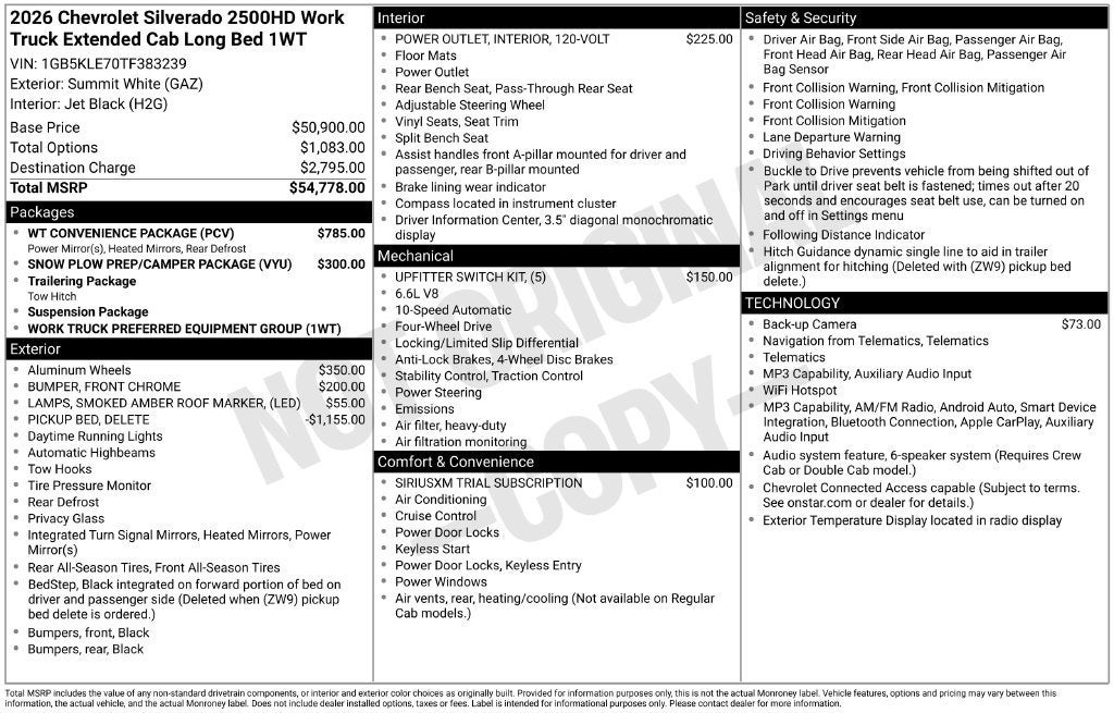 2026 Chevrolet Silverado 2500 HD WT