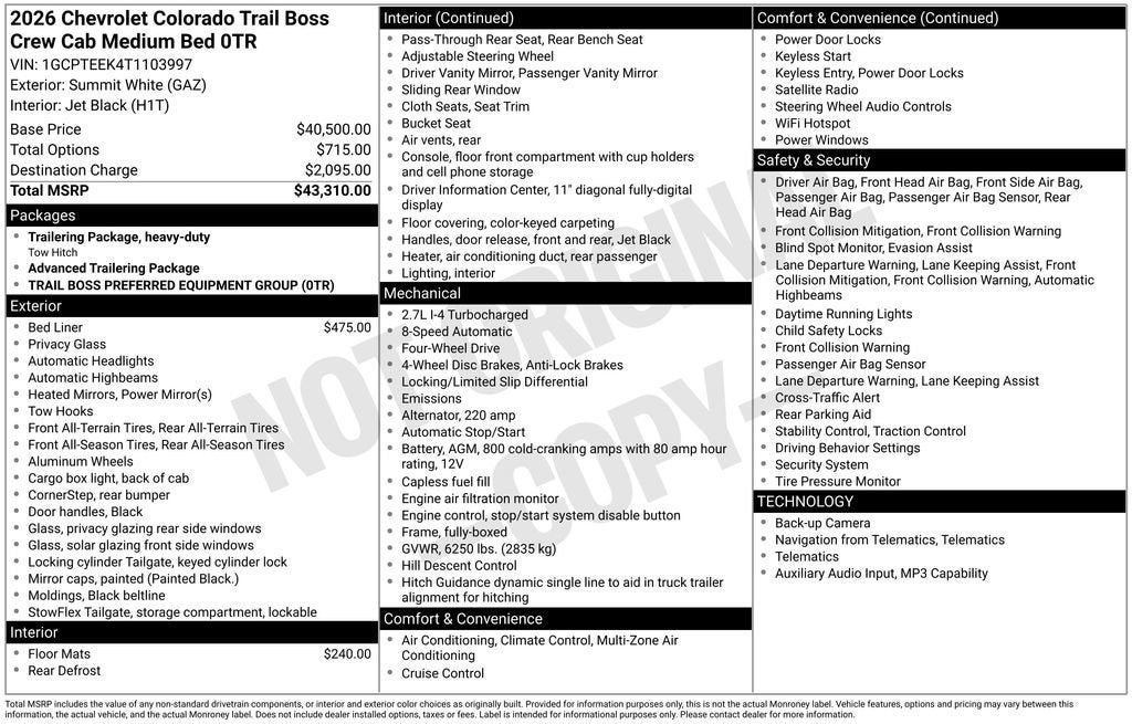 2026 Chevrolet Colorado Trail Boss