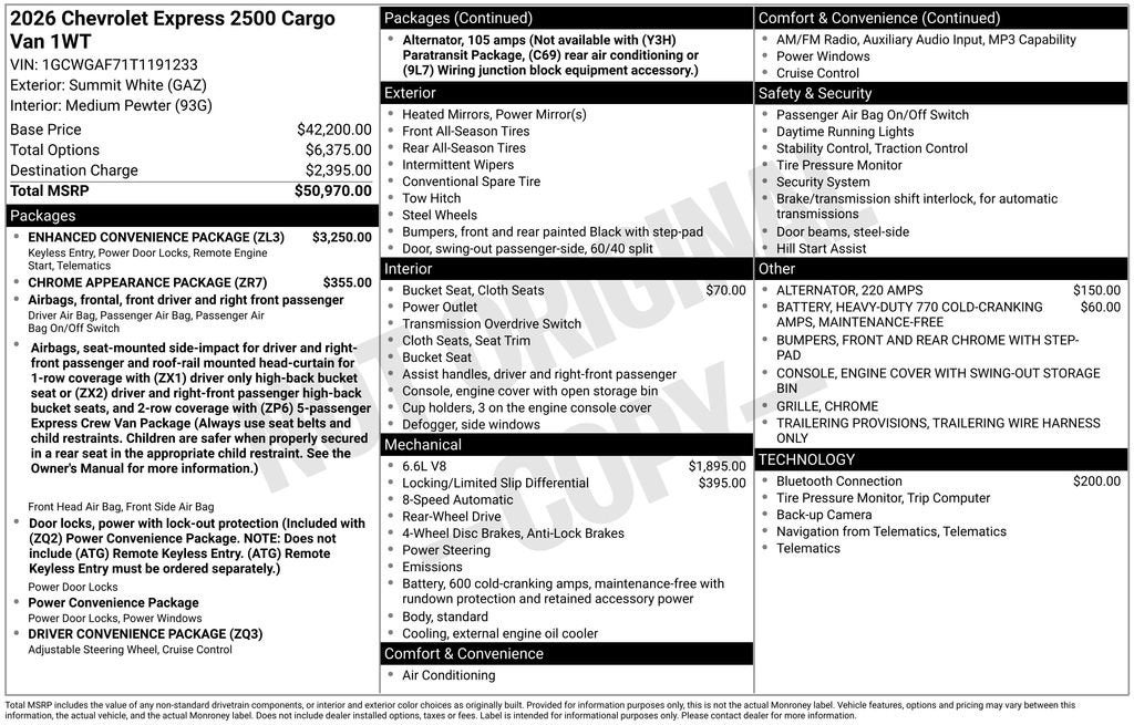 2026 Chevrolet Express Cargo WT