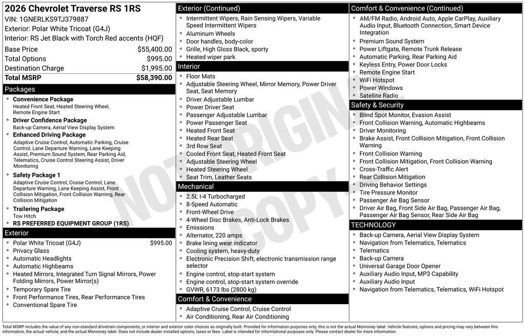 2026 Chevrolet Traverse RS