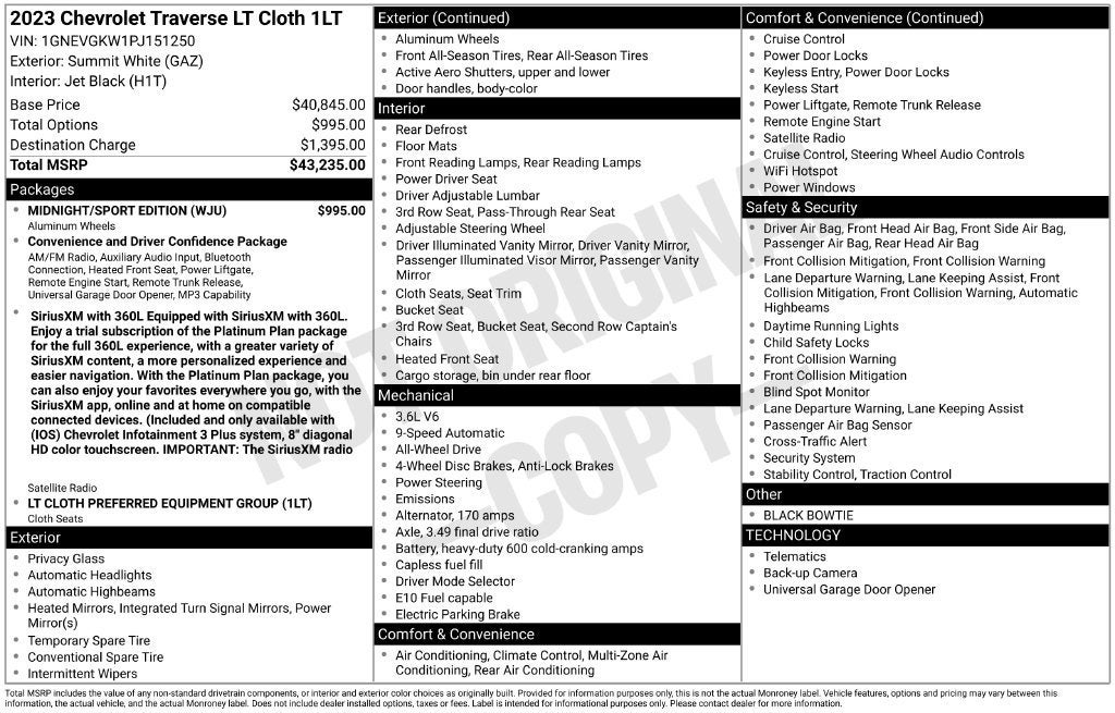 2023 Chevrolet Traverse LT Cloth