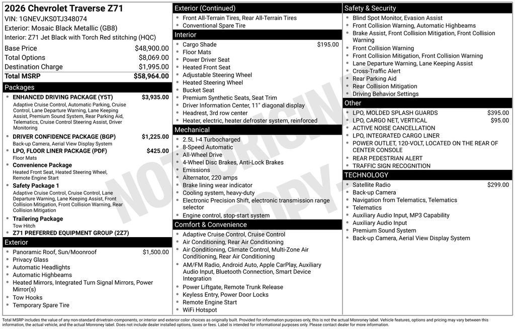 2026 Chevrolet Traverse Z71