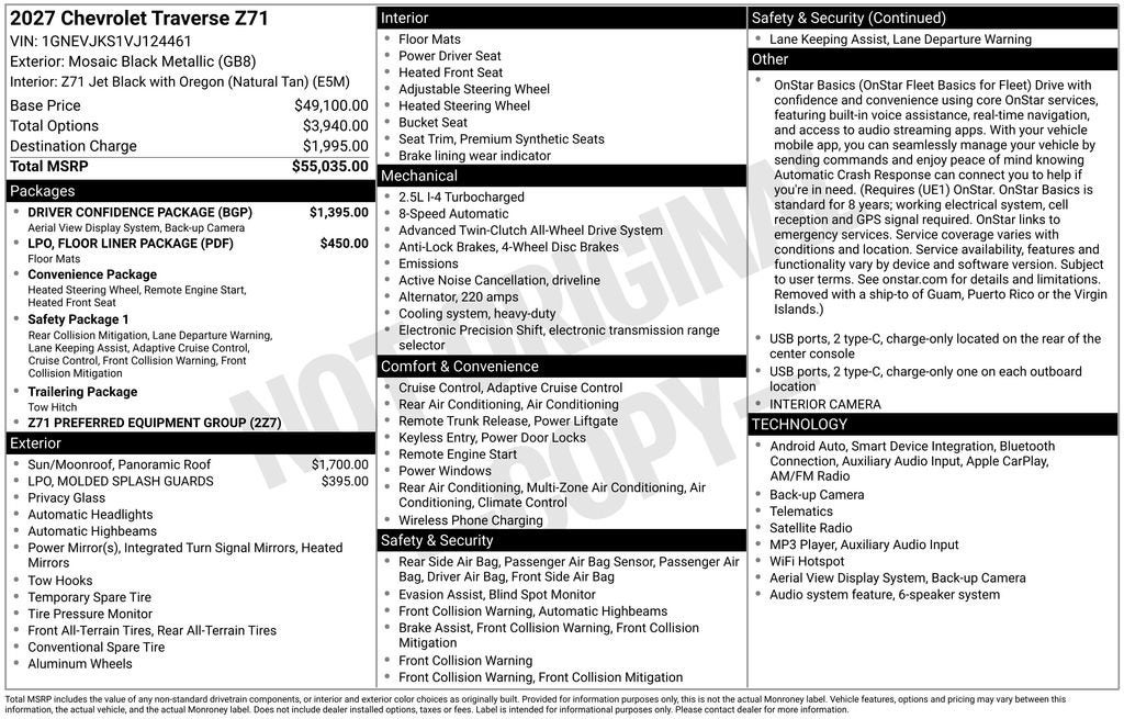 2027 Chevrolet Traverse Z71