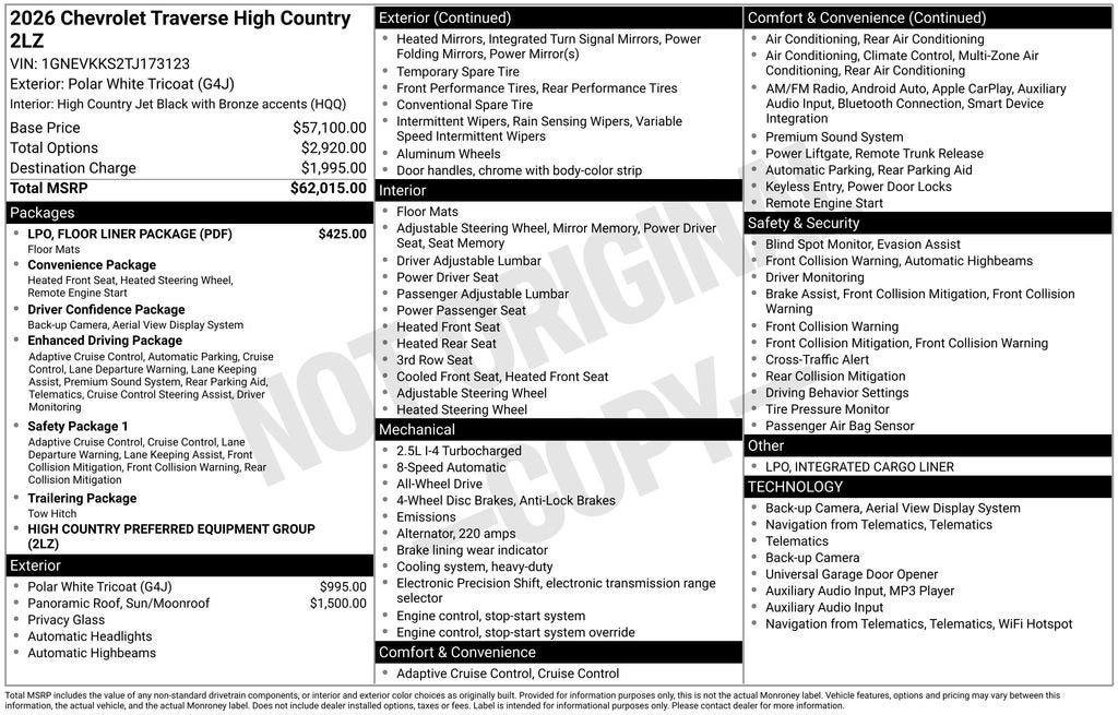 2026 Chevrolet Traverse High Country