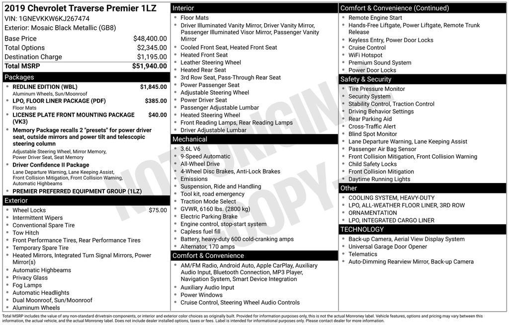 2019 Chevrolet Traverse Premier