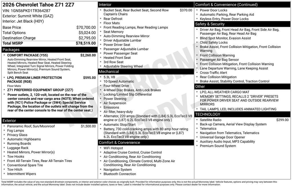 2026 Chevrolet Tahoe Z71