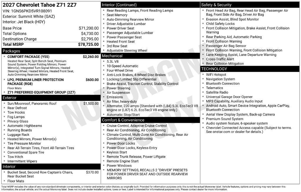2027 Chevrolet Tahoe Z71