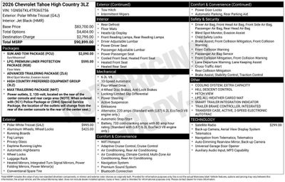 2026 Chevrolet Tahoe High Country