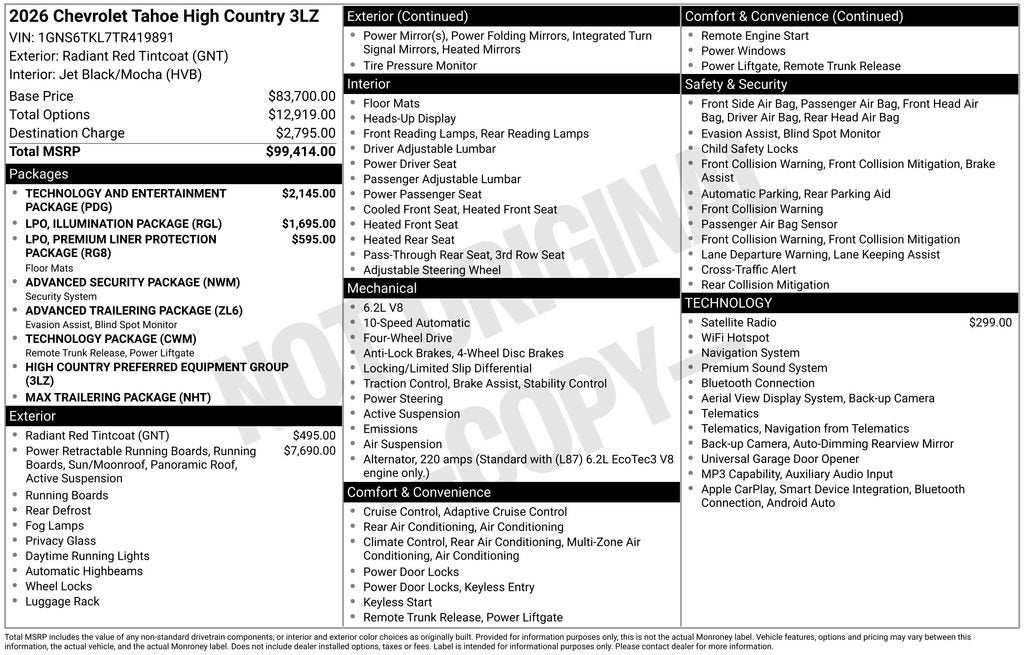 2026 Chevrolet Tahoe High Country