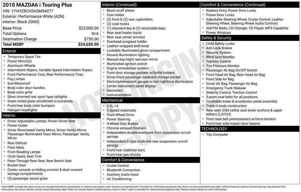 2010 Mazda Mazda6 i Touring Plus