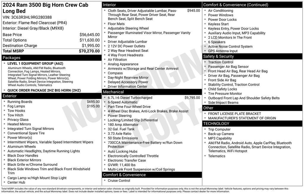 2024 RAM 3500 Big Horn Crew Cab 4x4 8' Box