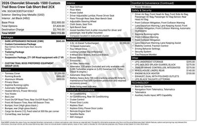 2026 Chevrolet Silverado 1500 Custom Trail Boss