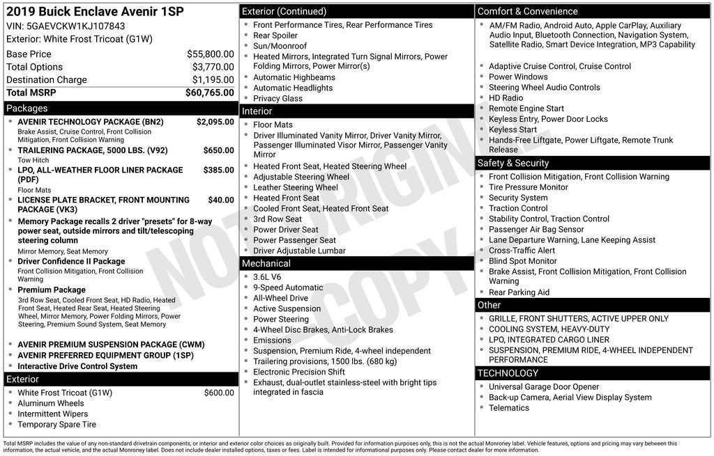 2019 Buick Enclave Avenir