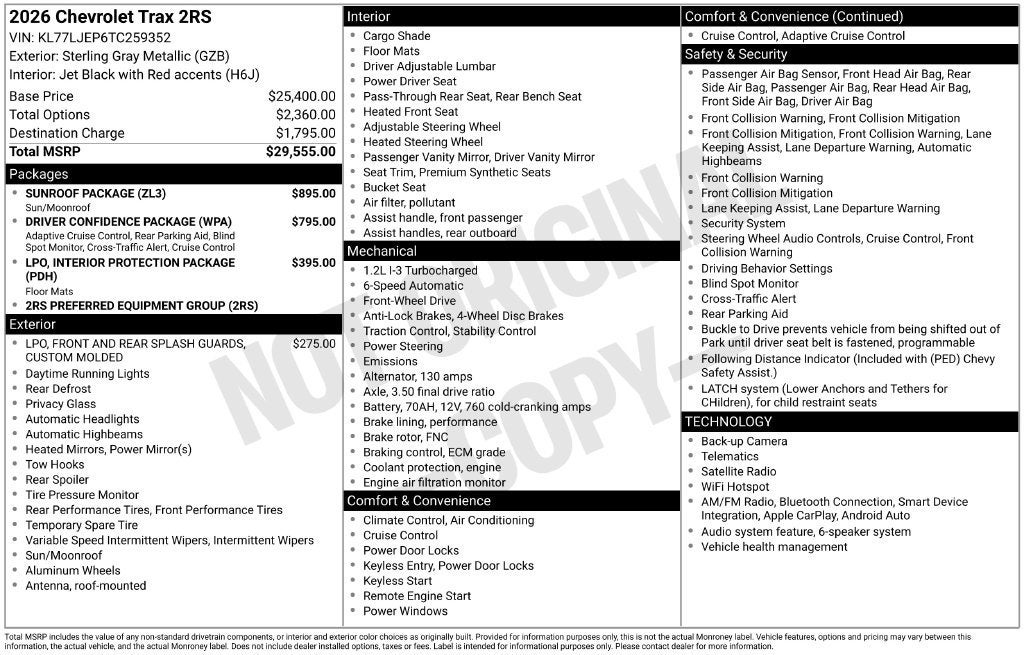 2026 Chevrolet Trax 2RS