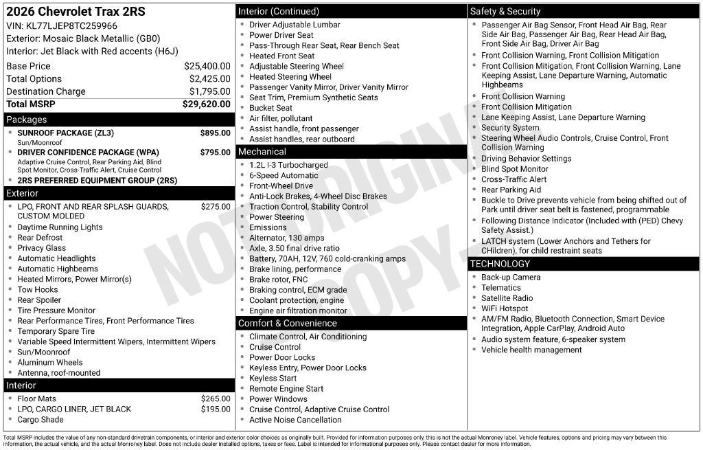 2026 Chevrolet Trax 2RS